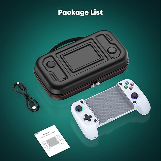 【Anti-Drift & Fast-Connect】Wireless Game Controller for iPhone/Android with Case | Hall Joysticks Bluetooth Phone Controller, For Cloud Gaming, Genshin Impact, Roblox, Call of Duty Mobile Gamers,White