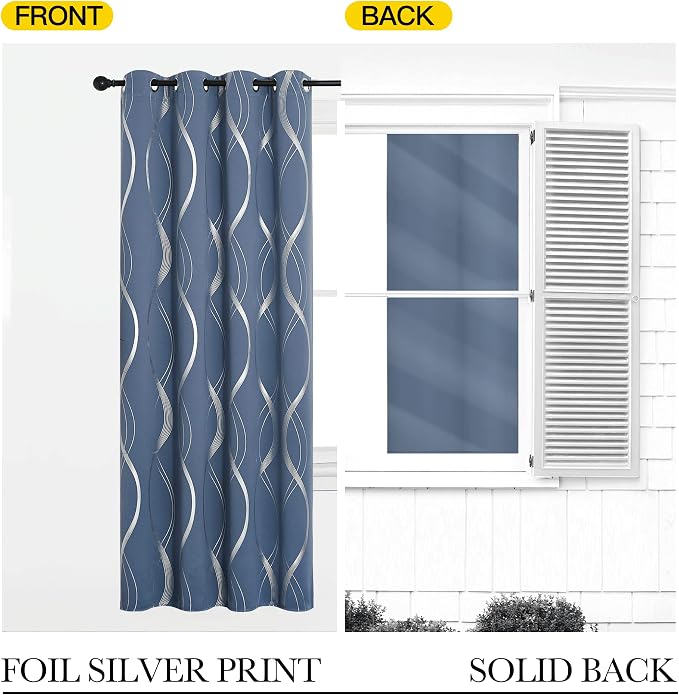 NICETOWN Blackout Curtains 72 inches Long, Stone Blue, 2 Panels, 42 x 72 Inch - Image 6