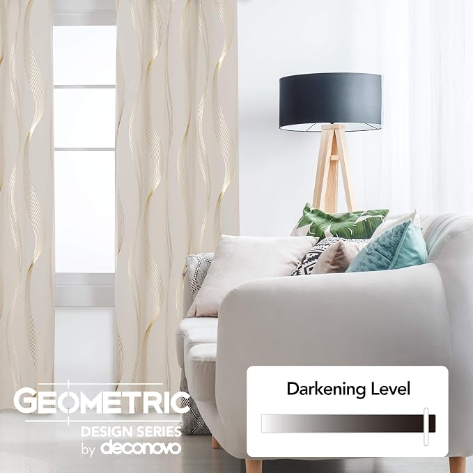 Deconovo Curtains for Living Room, Pattern Blackout Curtains 45 Inches Long | - Image 3