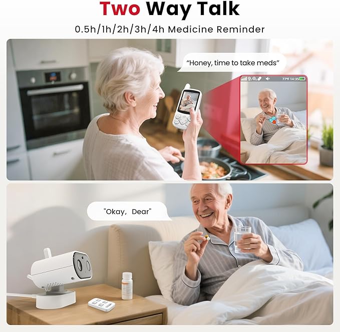 CallToU Elderly Monitor with Camera and Audio, 2-Way Talk Baby Monitors for Elderly No Wi-Fi Video Monitor for Elderly,Call Button for Elderly Home/Nursing Home Use | for Seniors, Dementia Patients