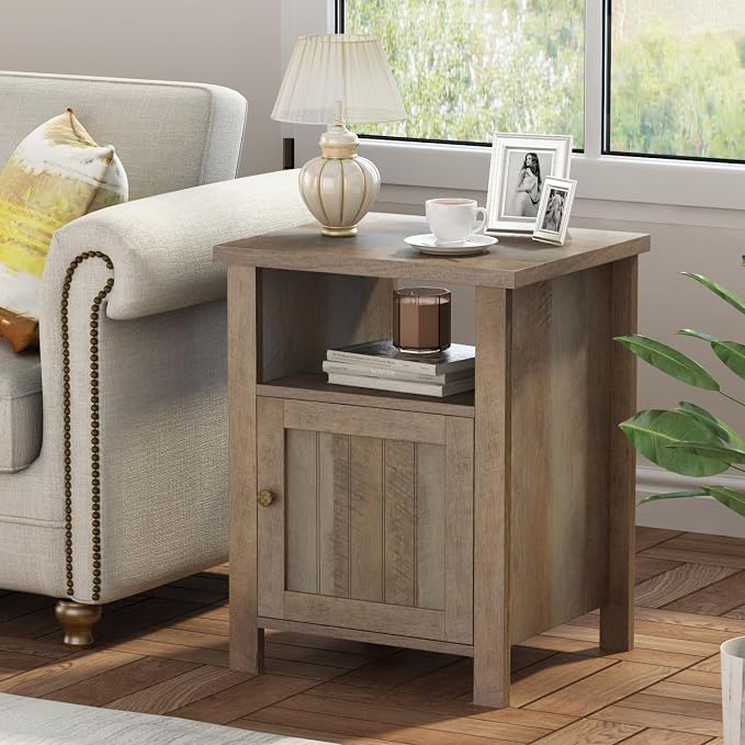 ChooChoo Farmhouse Nightstand, Rustic Vintage End Side Table - Image 4