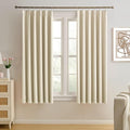 Cream Beige Curtains for Bay Windows, Sound Reducing Solid Window Treatment for by KEQIAOSUOCAI