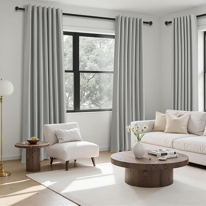 Topfinel 92 Inch Linen 100% Blackout Curtains 2 Panels - Image 4