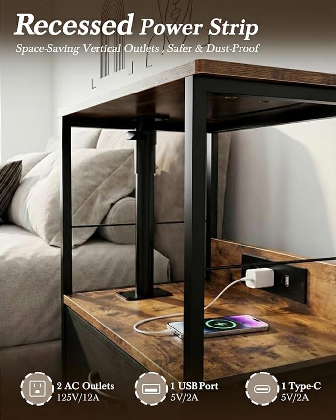 Faesun Swivel Lift Top Nightstand - Image 4
