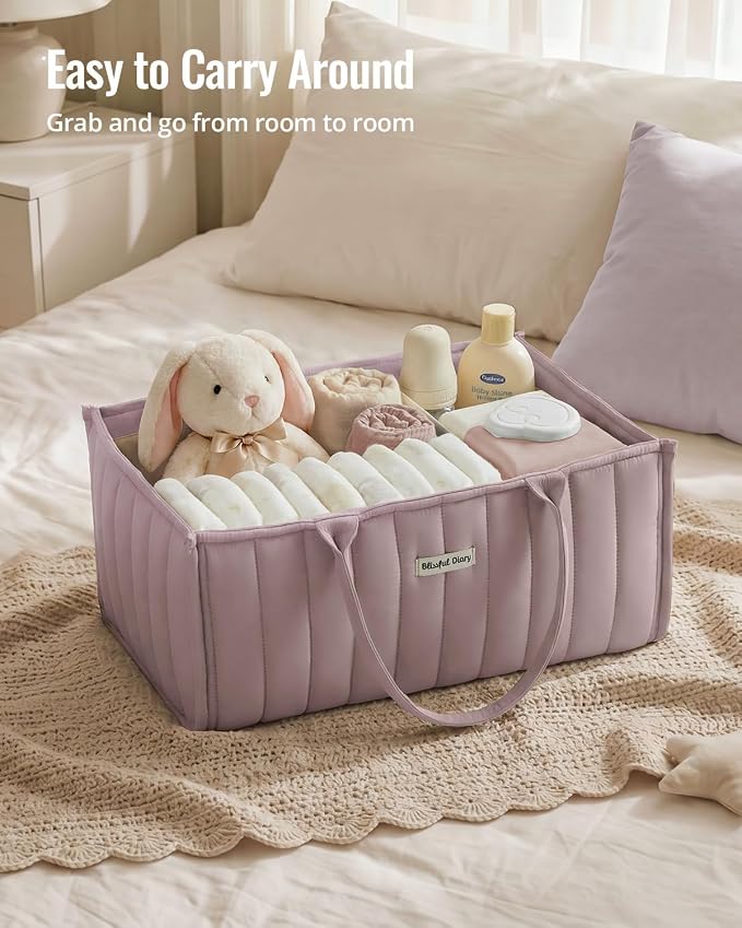 Blissful Diary Baby Diaper Caddy Organizer, Stylish Storage Basket - Image 5