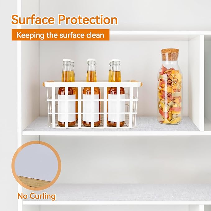 Shelf and Drawer Liner for Kitchen Cabinets Non-Adhesive, Strong Grip Non-Slip Thickened Cabinet Liners for Shelves, Waterproof Mats for Dresser Cupboard, White, 24 in x 10 Feet