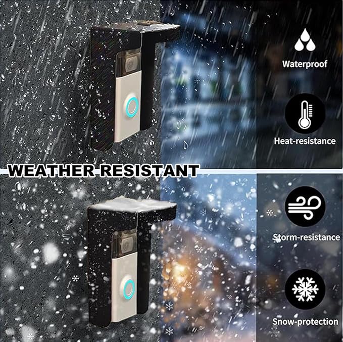 Doorbell Rain Cover, Steel Doorbell Cover Weatherproof, Doorbell Cover with Anti-Glare Sun Shade Protection, Compatible for Blink/Ring Pro2/ Google Nest/Arlo/Wyze/Reolink Video Doorbell