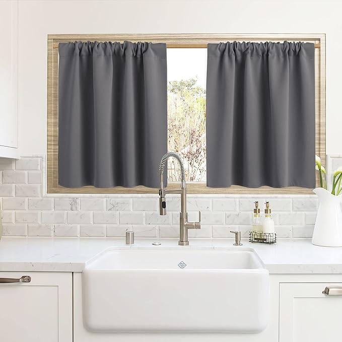 RYB HOME Cafe Blackout Curtains 24 inch Length by RYBHOME