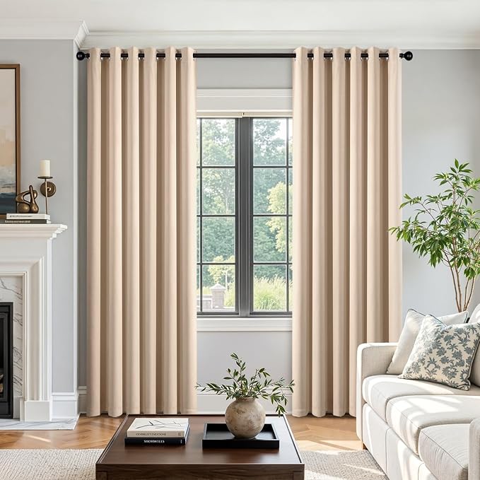 Beige Blackout Curtains for Bedroom Living Room W40 x L84 Inch | 84 Inch Long - Image 5