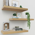 Floating Shelves for Wall Set of 3, 16 Inch Light Brown Shelves Bedroom | Light by Upassion