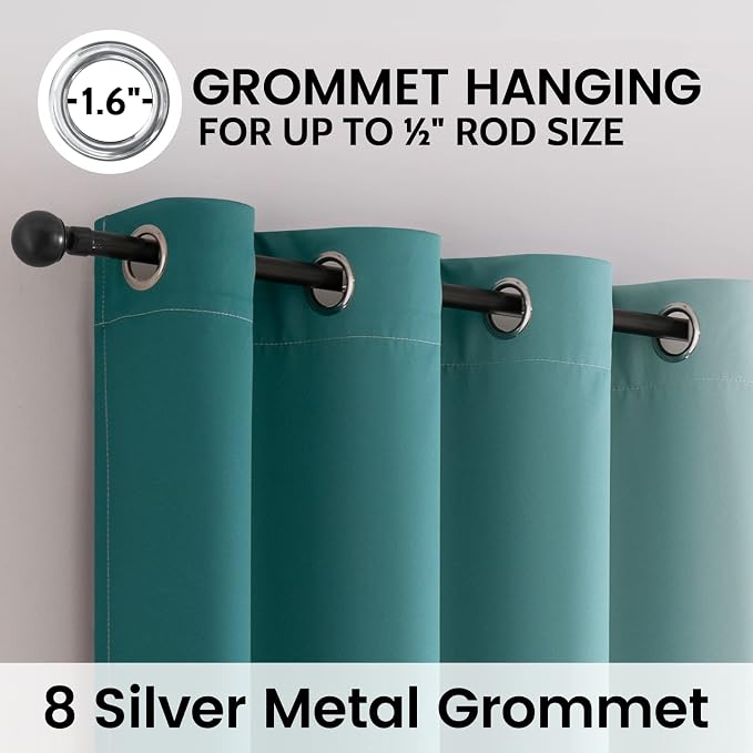 SimpleHome 100% Blackout Ombre Bedroom Curtains Teal and Greyish White - Image 4