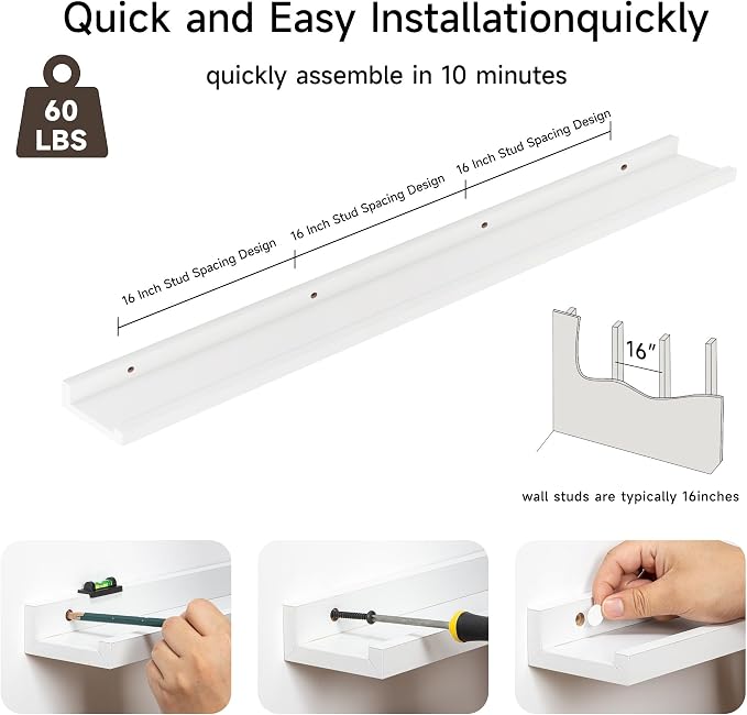 Fun Memories Picture Ledge Shelf, 60 Inch Floating Shelves Set of 2, Large - Image 4
