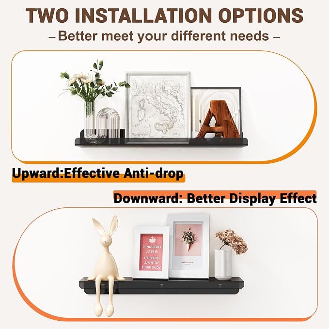 Qukaka Floating Shelves for Wall Decor, Living Room, Bathroom Decor, Nail - Image 6