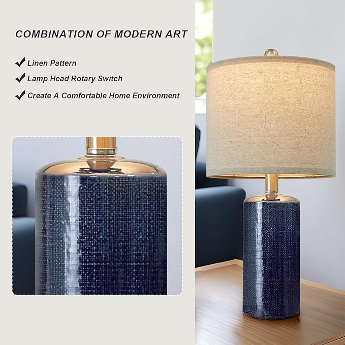 G-SAFAVA 20.25" Small Table Lamps Set of 2 Modern Ceramic Lamps - Image 4