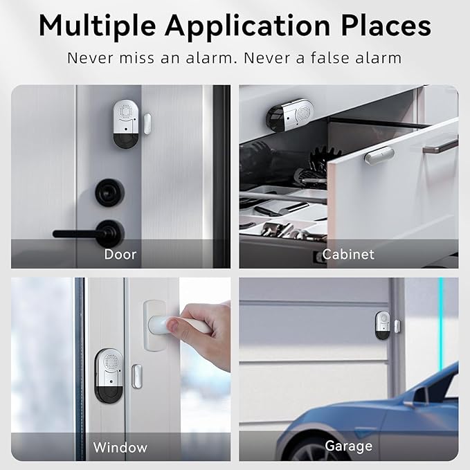Sanjie Door Alarms When Opened,Door Window Alarm Sensors for Kids Safety/Home Security/Pool/Garage/Dementia/Toddler/Travel Security,Easy to Install,Volume Control/Loud Alert,Long Battery Life,3 Pack