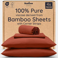 Bambaw 100% Viscose Derived from Bamboo Sheets California King Size Set – 4pcs Deep Pocket Cooling Sheets, Fits Up to 16'', Bedding for Night Sweats, Extra Soft Sheet Set (Terracotta)