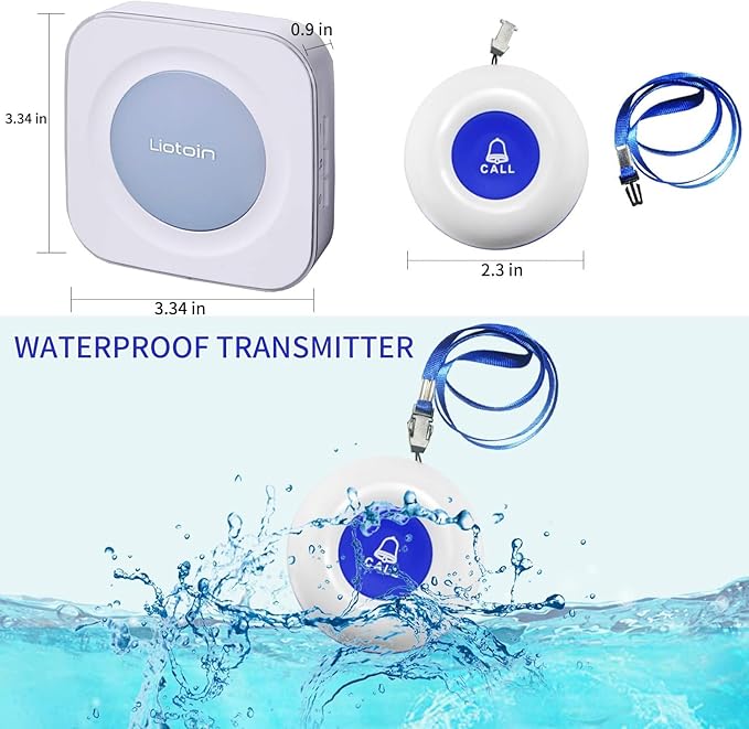 LIOTOIN Wireless Caregiver Pagers Call Button Nurse Alert System Call Bell Call Light Alert Button for Home/Elderly/Patients/Disabled 3 Transmitters 3 Plugin Receivers (600+ft Operating Range)…