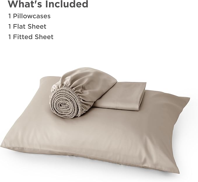 Bedsure Cooling Sheets Twin, Rayon Derived from Bamboo, Breathable & Soft Twin Sheets Set, Deep Pocket Up to 16 Inches, Hotel Luxury Silky Bedding for Hot Sleepers, Simply Taupe