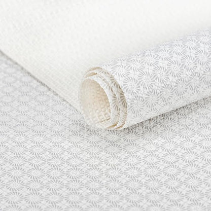 RAY STAR 18X96 Inch Shelf Liner for Kitchen Cabinets, Non-Adhesive Cabinet Liner Washable, PVC Drawer Liner for Dresser Non-Slip Bathroom (White Circle)(2 Roll)