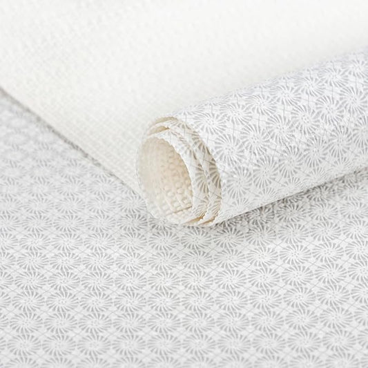 RAY STAR 12X120 Inch Shelf Liner for Kitchen Cabinets, Non-Adhesive Cabinet Liner Washable, PVC Drawer Liner for Dresser Non-Slip Bathroom (White Circle)(1 Roll)