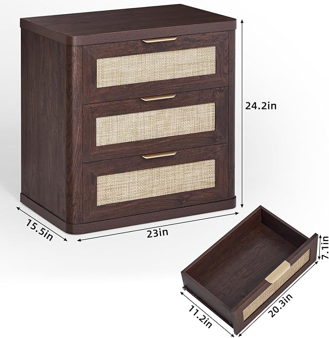 LEYAOYAO Rattan 23" Nightstands Set of 2 - Image 3
