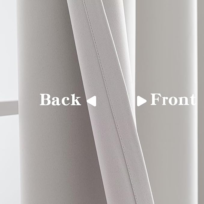 IGEMAEVE Blackout Curtains for Bedroom Grommets Greyish White 52" W x 96" L | - Image 4