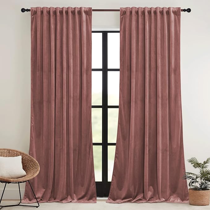 RYB HOME Velvet Curtains 108 inches Long, Extra Long High Ceiling Curtains | - Image 2