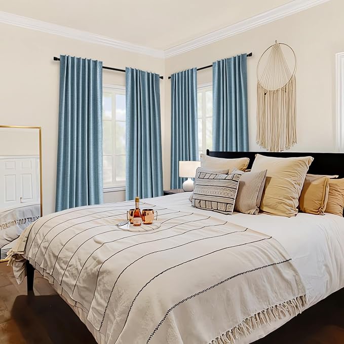 MIULEE 100% Blackout Curtains 90 inches Long Linen Curtains & Drapes - Image 4
