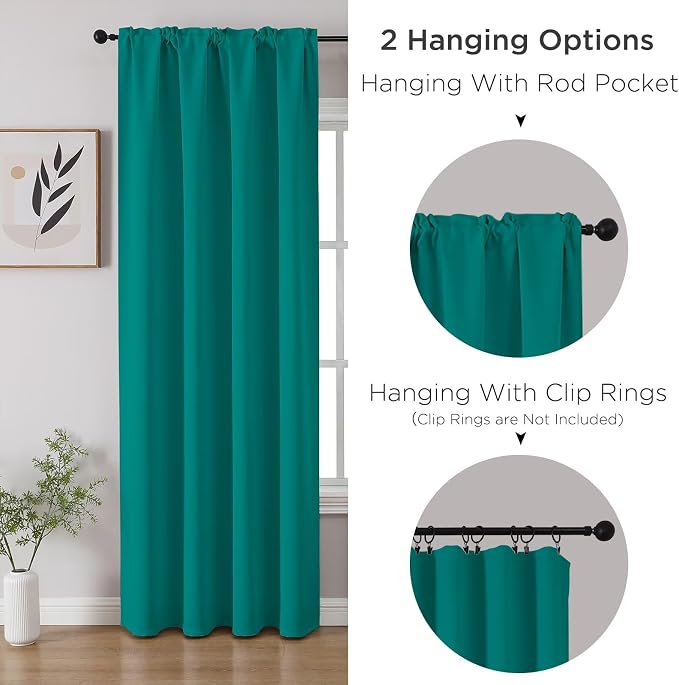 CUCRAF Turquoise Blackout Curtains 84 inch Length 2 Panels Set, Rod Pocket Room - Image 3