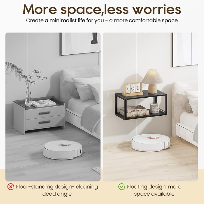 Floating Nightstand Set of 2, Wood Bedside Shelf Wall Mounted Nightstand - Image 5