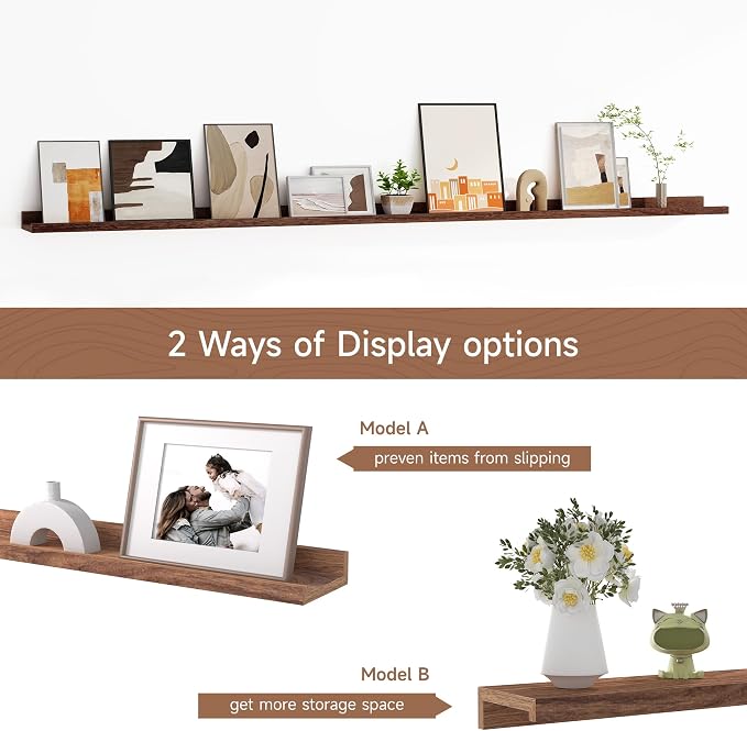 Fun Memories Picture Ledge Shelf, 60 Inch Floating Shelves Set of 2, Large - Image 6
