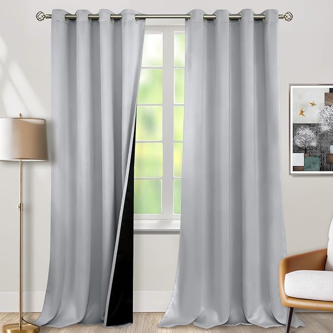 BGment Light Grey Blackout Curtains 95 Inches Long 2 Panels Set by BGment