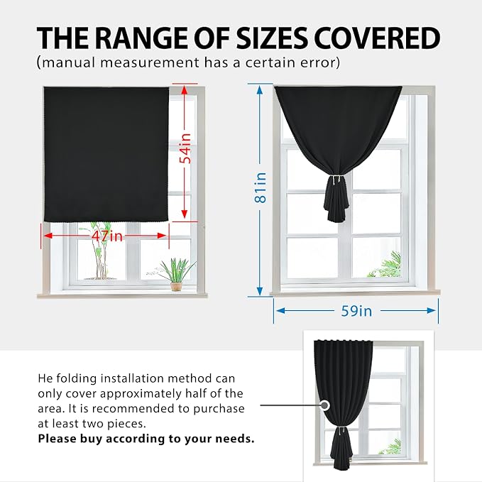 Autohesion Curtains for Windows, Bedroom Blackout Curtains for - Image 3