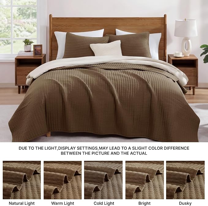 Queen Quilt-Lightweight Bedspreads Coffee Queen Size Quilt Bedding Set | Soft - Image 6