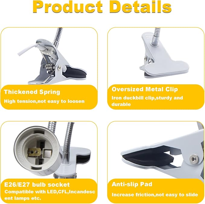 Clip Lamp Holder Adjustable Light Bulb Stand Clamp Lights Flexible Clamp Lamp - Image 3