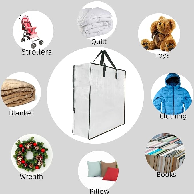 9 Pack Clear Storage Bags with Zipper and Handles, Blanket Bags - Image 7