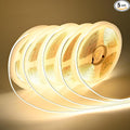 COB LED Strip Lights DC 12V LED Lights Flexible Super Bright LED Strips, 5Pack 16.4FT 4000K Natural White CRI 90+, 480LEDs/m High Density Uniform Light fo Home Room Decor (No Adapter or Controller)