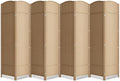 8 Panel Folding Room Divider, Woven Privacy Screen, Light Beige | Solid wood by cocosica