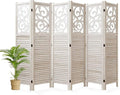 Svimi Folding Room Divider, 5.6Ft 6 Panels Wood Carved Privacy Screens by Svimi