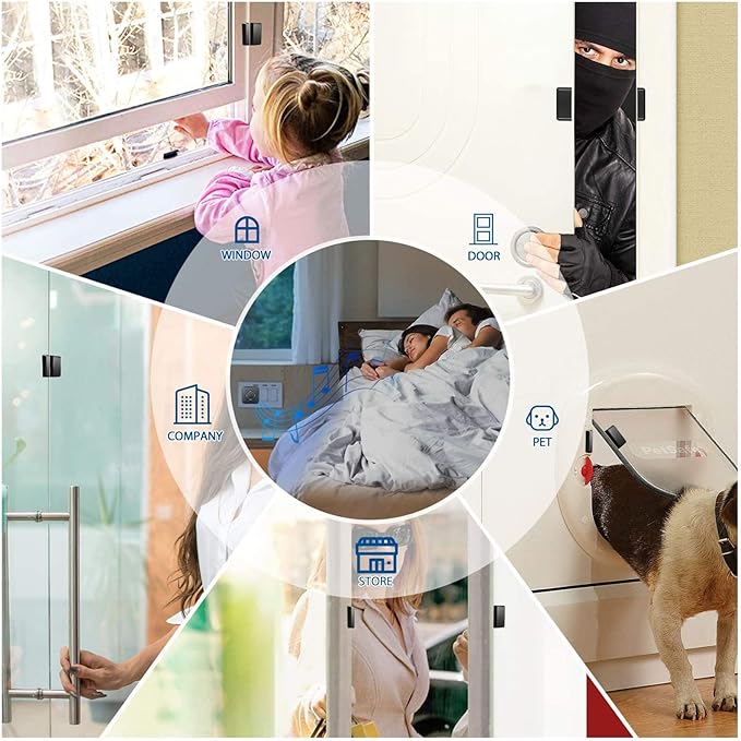 Door Chime Bistee Wireless Door Chimes When Door Open Entry Alarm 600FT Range with 58 Chimes 5 Volume Levels LED Indicator for Business/Home/Office/Stores (2 Plug-in Receiver & 3 Door Sensor)
