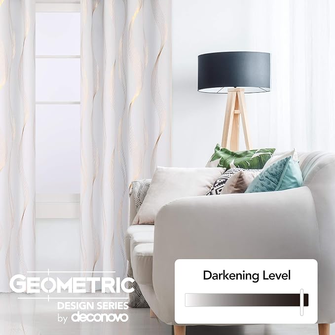Deconovo Curtains for Living Room, Pattern Blackout Curtains 108 Inch Long | - Image 3
