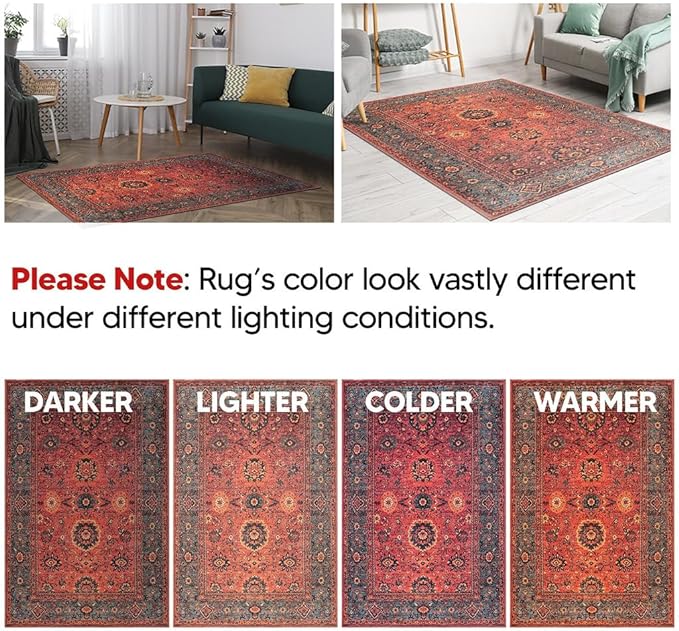 Keen Home Design 3x5 Rug - Machine Washable Entry Rug with Non-Slip Backing, Ideal for Enteryway, Kitchen, Bathroom, Laundry Room - Vintage, Easy Clean, Durable, Low Pile Rug - (3' x 5')