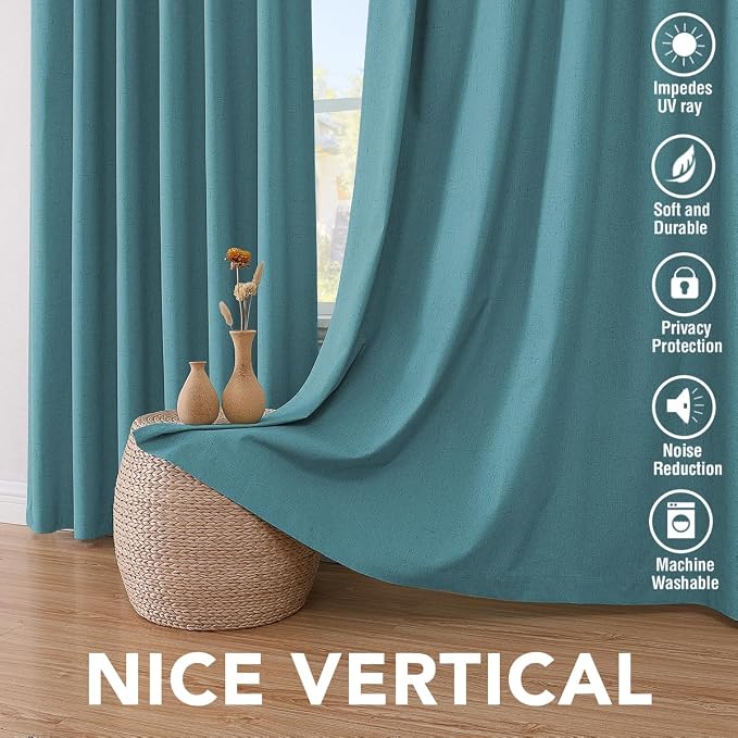 H.VERSAILTEX Linen Blackout Curtains 45 Inches Long 100% Absolutely Blackout - Image 7