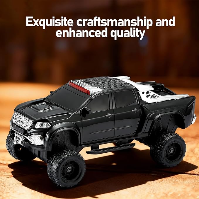 WSTER WS-X65 Pickup Truck Replica Bluetooth Speaker – HD Sound, FM Radio, TWS Stereo, LED Party Lights, USB/TF Playback, Built-in Mic – Cool Portable Car Design Speaker for Outdoors & Home (Black)