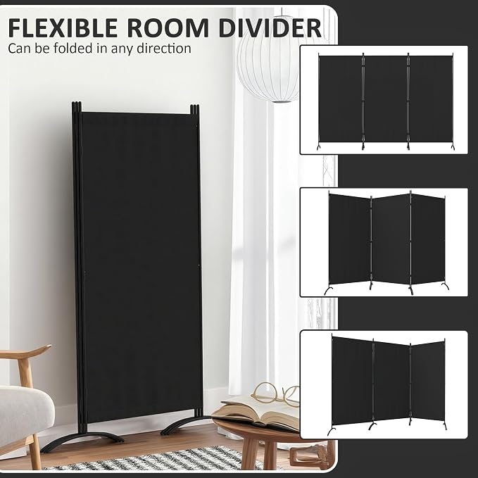 Room Divider 3 Panel Room Dividers and Folding Privacy Screens - Image 2