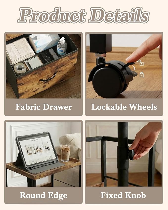 Faesun Swivel Lift Top Nightstand - Image 7