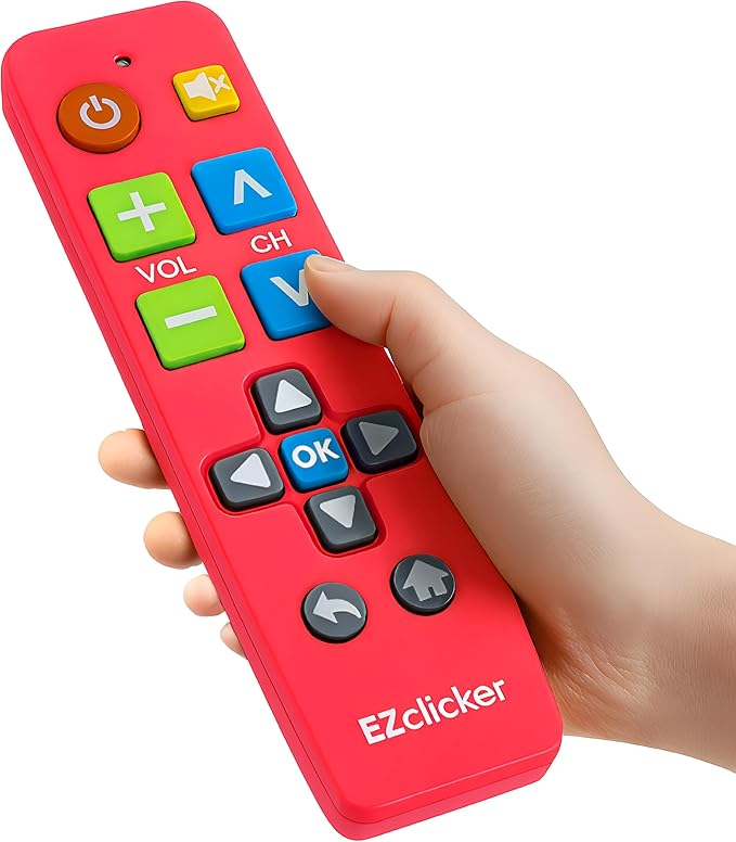 EZclicker Plus Big Button Universal TV Remote (Pink) Simple Easy to Use, Works with Major TV Brands (2xAAA Batteries Not Included)