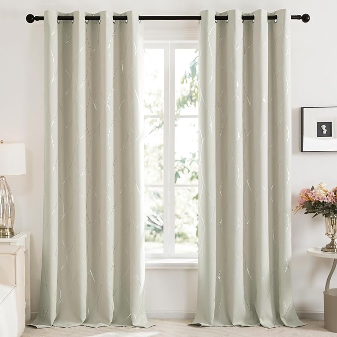Deconovo Curtains for Living Room, Pattern Blackout Curtains 96 Inches Long | - Image 2