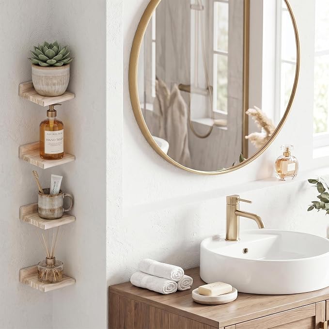 Fixwal Small Floating Shelves for Wall | Rustic wood shelf for displaying mini - Image 7