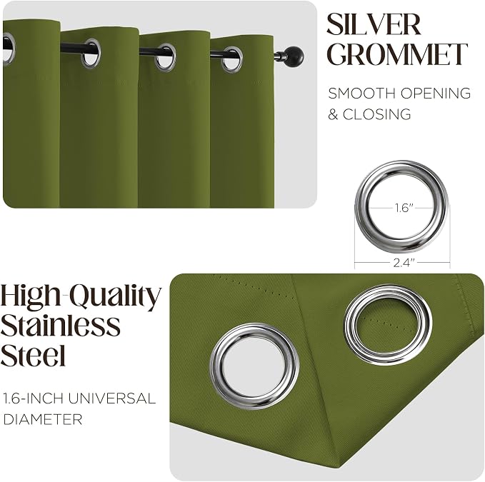 CUCRAF Custom Green Blackout Curtains 1 Panel Set, Thermal Insulated Grommet - Image 2